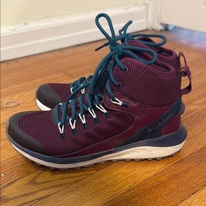 Columbia Burgundy and Teal Hiking Boots